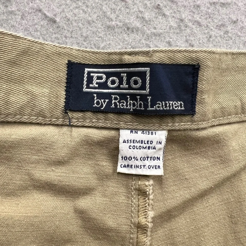 Vintage Polo Ralph Lauren Polo Chino Pants Khaki Tan Pleated 42x32 Mens